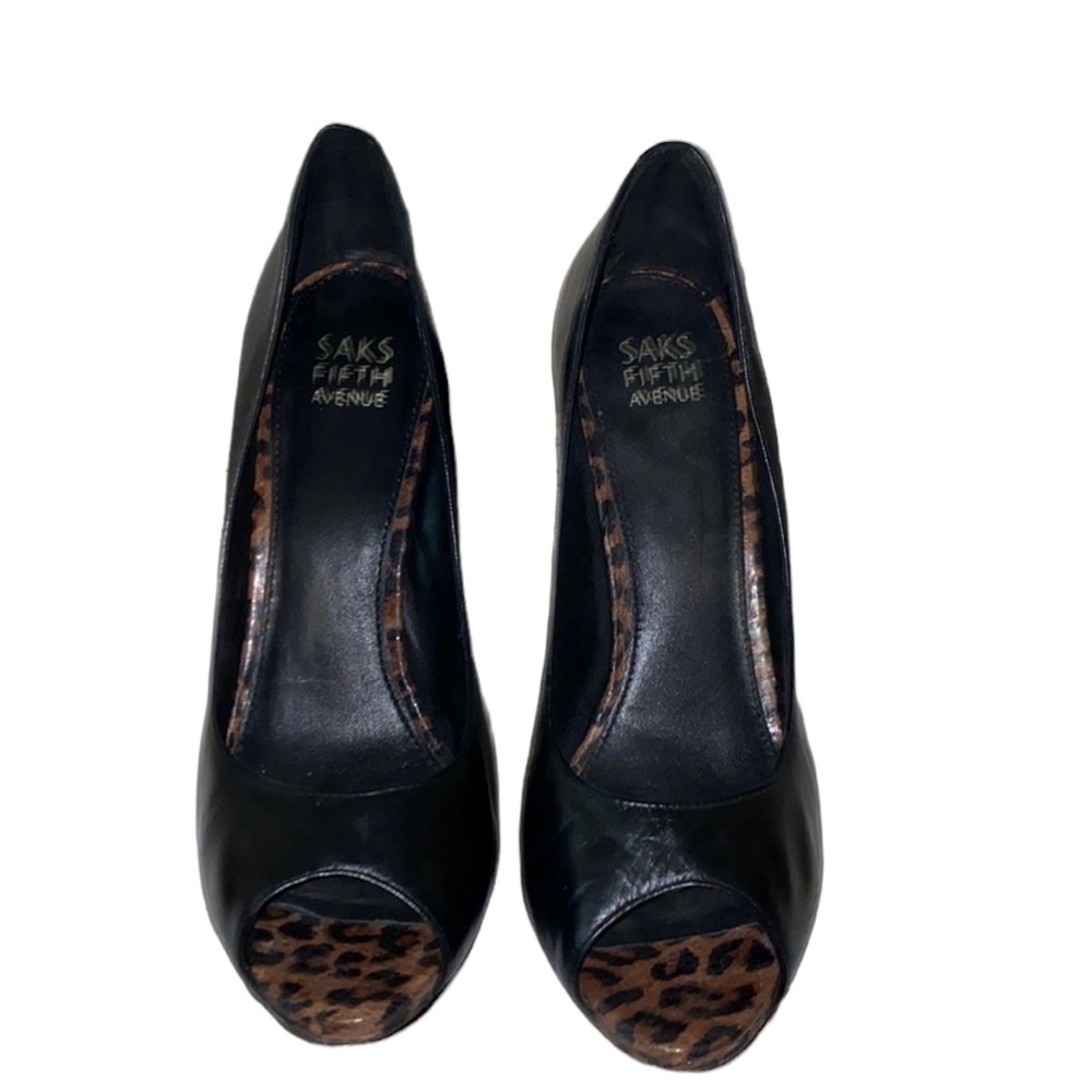Saks Fifth Avenue peep toe pumps